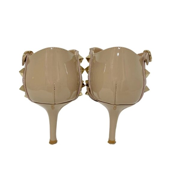 VALENTINOGARAVANI Rockstud-Beige Gold Leather Hardware Women's Pumps 197-071725 - Picture 3 of 10